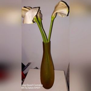 Artificial long stem lillies and vase